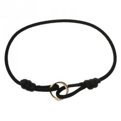 Pre Owned Cartier Trinity Three Tone 18k Gold Black Adjustable Cord Bracelet