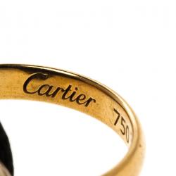 Pre Owned Cartier Trinity Three Tone 18k Gold Black Adjustable Cord Bracelet