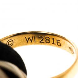 Pre Owned Cartier Trinity Three Tone 18k Gold Black Adjustable Cord Bracelet