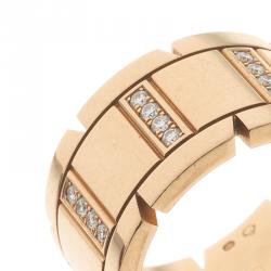 Pre Owned Cartier Tank Francaise Diamond & 18k Yellow Gold Ring Size 53
