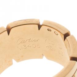 Pre Owned Cartier Tank Francaise Diamond & 18k Yellow Gold Ring Size 53