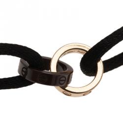 Pre Owned Cartier Love 18K Yellow Gold Brown Ceramic Diamond Bracelet