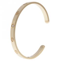 Pre Owned  Cartier Love 1 Diamond Yellow Gold Open Cuff Bracelet