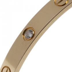 Pre Owned  Cartier Love 1 Diamond Yellow Gold Open Cuff Bracelet