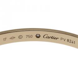 Pre Owned  Cartier Love 1 Diamond Yellow Gold Open Cuff Bracelet