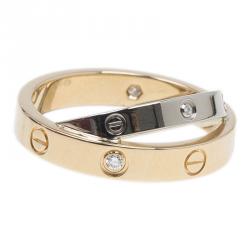 مملوكة مسبقًا Cartier Love 6 Diamonds Rose and White Double Band Ring Size 50