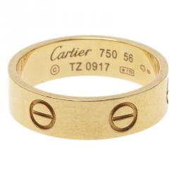 Pre Owned Cartier Love Yellow Gold Band Ring  Size 56