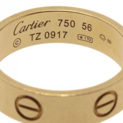 Pre Owned Cartier Love Yellow Gold Band Ring  Size 56