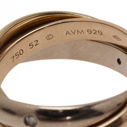 مملوكة مسبقًا Cartier Trinity 5 Diamonds Three Tone Gold Small Model Ring Size 52