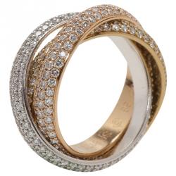مملوكة مسبقًا خاتم كارتييه ترينيتي ألماس  ثلاثي اللون مقاس 53