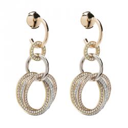 Pre Owned Cartier Trinity Diamond Pavé Three Tone Gold Crash Earrings