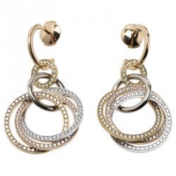 Pre Owned Cartier Trinity Diamond Pavé Three Tone Gold Crash Earrings