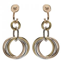 Pre Owned Cartier Trinity Diamond Pavé Three Tone Gold Crash Earrings