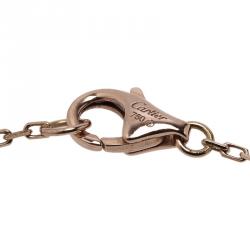 Pre Owned Cartier Logo Double C Diamonds Rose Gold Bracelet