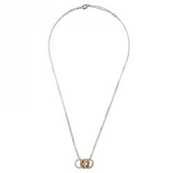 Pre Owned Cartier Love 3 Hoops White and Rose Gold Diamond Necklace