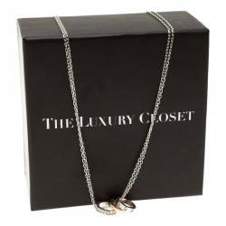 Pre Owned Cartier Love 3 Hoops White and Rose Gold Diamond Necklace