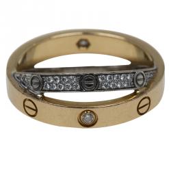 Pre Owned خاتم كارتييه لوف ذهب وردي وأبيض مرصع ألماس مقاس 52