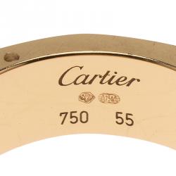 Pre Owned Cartier Love Diamond Rose Gold Band Ring Size 55