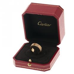 Pre Owned Cartier Love Diamond Rose Gold Band Ring Size 55