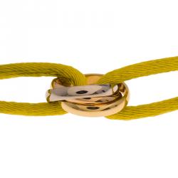 Pre Owned Cartier Trinity Three Tone Gold Lime Adjustable Cord Bracelet