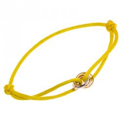 Pre Owned Cartier Trinity Three Tone Gold Lime Adjustable Cord Bracelet
