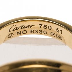 Pre Owned Cartier Pasha Mother of Pearl 18K Yellow Gold Ring Size 51