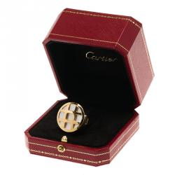 Pre Owned Cartier Pasha Mother of Pearl 18K Yellow Gold Ring Size 51
