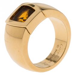 Pre Owned Cartier Citrine Yellow Gold Ring Size 53