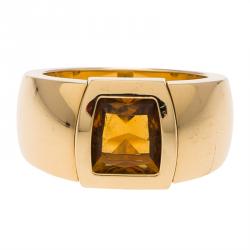 Pre Owned Cartier Citrine Yellow Gold Ring Size 53
