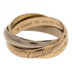 Pre Owned خاتم كارتييه ترينيتي ذهب عيار 18 ثلاثي اللون مقاس 53