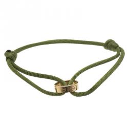 Pre Owned Cartier Love Charity Diamond Rose Gold Green Cord Adjustable Bracelet