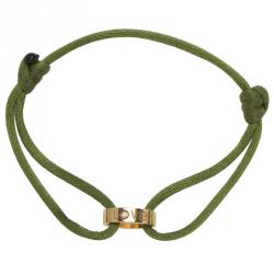 Pre Owned Cartier Love Charity Diamond Rose Gold Green Cord Adjustable Bracelet