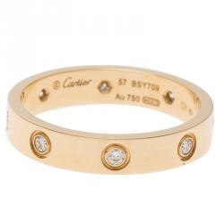 Pre Owned Cartier Love Diamonds Rose Gold Wedding Band Ring Size 57