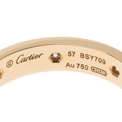 Pre Owned Cartier Love Diamonds Rose Gold Wedding Band Ring Size 57