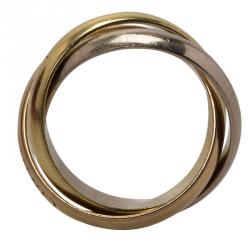 Pre Owned Cartier Trinity De Cartier Classic Three Tone 18k Gold Band Ring 47