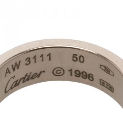 Pre Owned Cartier Vintage Love White Gold Wedding Band Ring Size 50