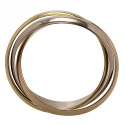 Pre Owned Cartier Trinity De Cartier Three Tone 18k Gold Band Ring Size 47