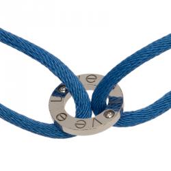 مملوكة مسبقًا Cartier Love Diamonds White Gold Blue Adjustable Cord Bracelet
