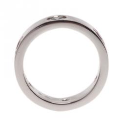 Pre Owned Cartier Love Colored Gemstones and White Gold Band Ring Size 49