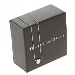 Pre Owned Cartier Scarab Bumble Bee Diamond & 18k White Gold Pendant Necklace