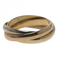 Pre Owned Cartier Vintage Trinity De Cartier Three Tone 18k Gold Band Ring Size 46