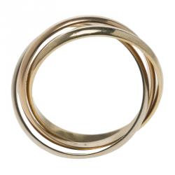 Pre Owned Cartier Vintage Trinity De Cartier Three Tone 18k Gold Band Ring Size 46