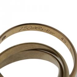 Pre Owned Cartier Vintage Trinity De Cartier Three Tone 18k Gold Band Ring Size 46