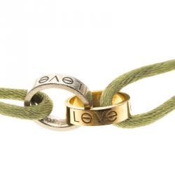 Pre Owned Cartier Love Charity 18K White and Rose Gold Cord Bracelet 