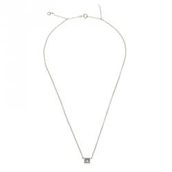 Pre Owned Cartier Aquamarine 18k White Gold Tank Pendant Chain Necklace 