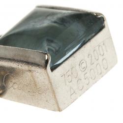 Pre Owned Cartier Aquamarine 18k White Gold Tank Pendant Chain Necklace 