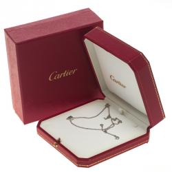 Pre Owned Cartier Aquamarine 18k White Gold Tank Pendant Chain Necklace 