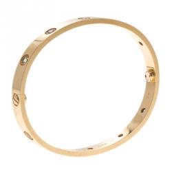 Pre Owned Cartier Love Coloured Gemstones 18K Rose Gold Bracelet 17cm