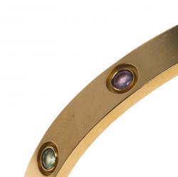 Pre Owned Cartier Love Coloured Gemstones 18K Rose Gold Bracelet 17cm