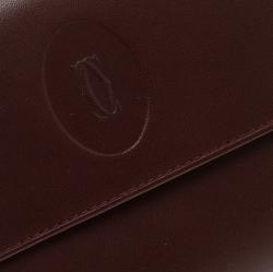 مملوكة مسبقًا Cartier Burgundy Leather Must De Cartier Tri Fold Wallet